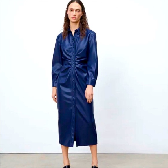 Zara Midi Leather Dress - M - Picture 2 of 5